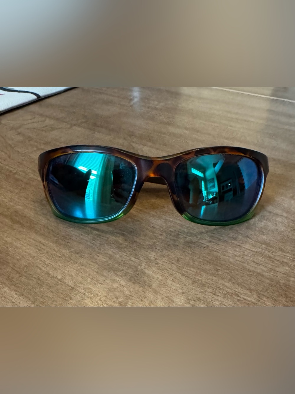 Costa tortoiseshell Frame Sunglasses with Blue-Green Mirrored Lenses